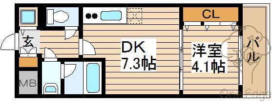 ONE ROOF FLAT TENJINBASHI(1DK/12階)の間取り写真