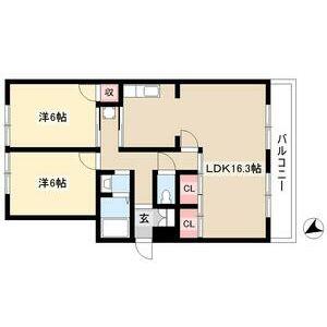 牧の原中央マンション(2LDK/3階)の間取り写真