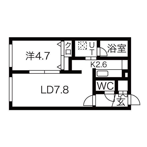 SAKURAコンフォートS(1LDK/2階)の間取り写真