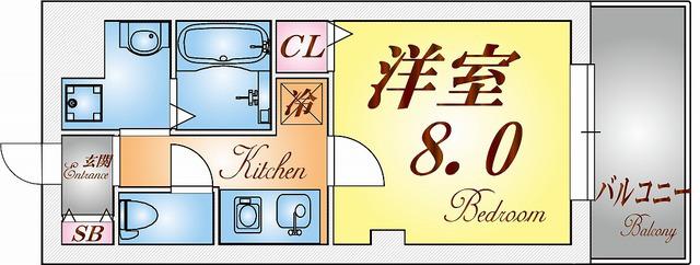 クレアドル須磨(1K/2階)の間取り写真