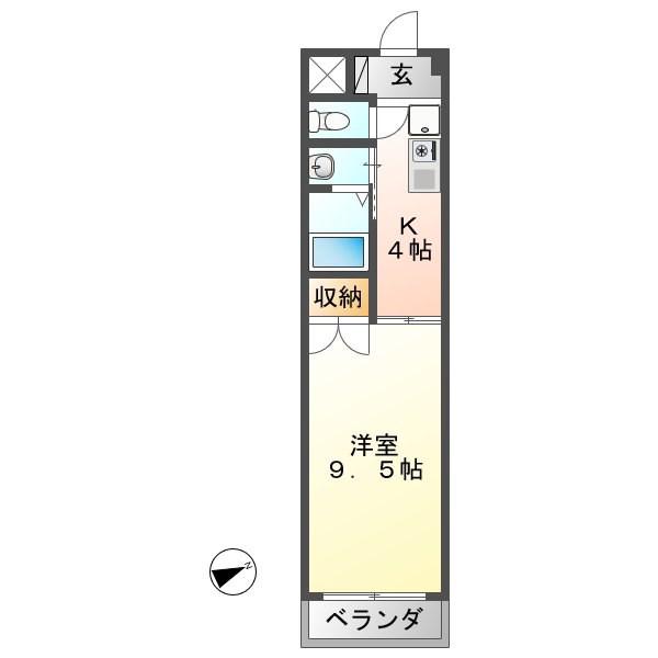 アルトラマンション駒場(1K/4階)の間取り写真