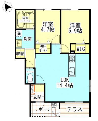 アルクス長束(2LDK/1階)の間取り写真