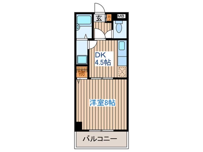 サンビレッジ(1DK/6階)の間取り写真
