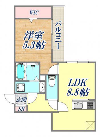 セレーノ南甲子園(1LDK/3階)の間取り写真
