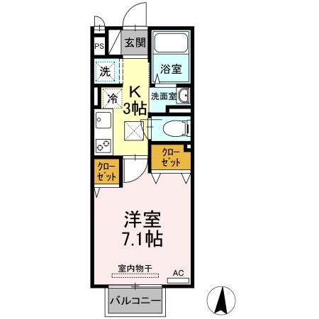 エクセル仲上(1K/2階)の間取り写真