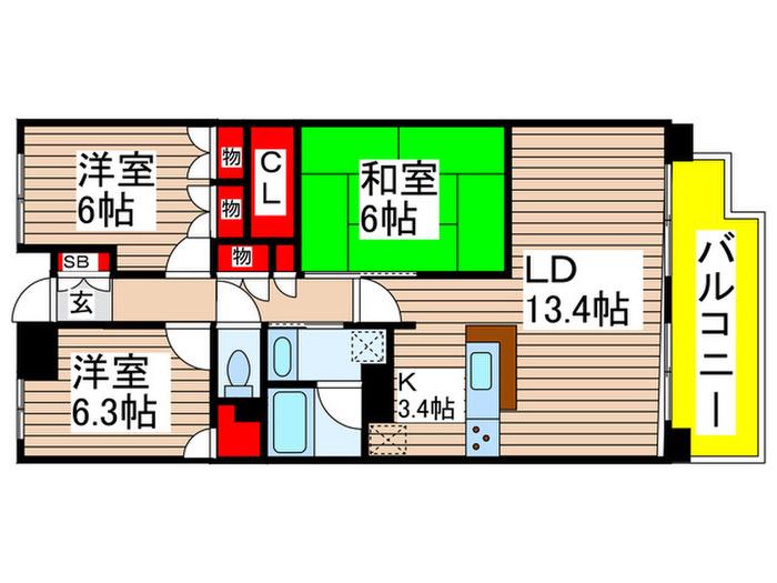 UURコート志木(3LDK/4階)の間取り写真