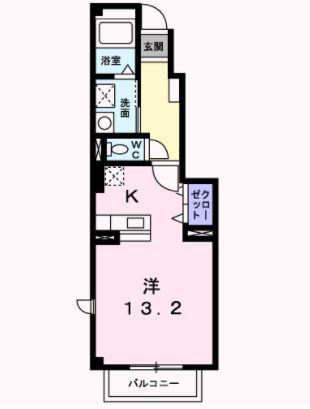ソレアード B棟(ワンルーム/1階)の間取り写真