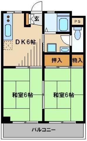 ヴィラ松本(2DK/3階)の間取り写真