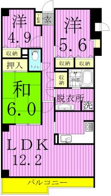 プライムシティ松戸(3LDK/3階)の間取り写真