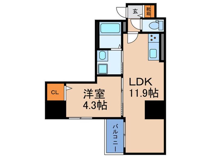 GRANPINO内淡路(1LDK/11階)の間取り写真