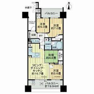 ライオンズ桜山レジデンス(4LDK/4階)の間取り写真