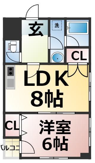 Fビル東山(1LDK/5階)の間取り写真