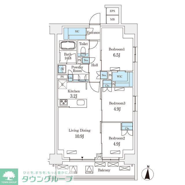 フロンティアレジデンス錦糸公園(3LDK/3階)の間取り写真