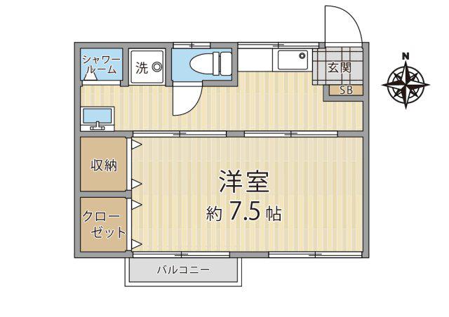第1浅賀荘(1K/2階)の間取り写真