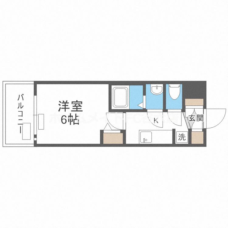 プレサンスドームシティ(1K/6階)の間取り写真