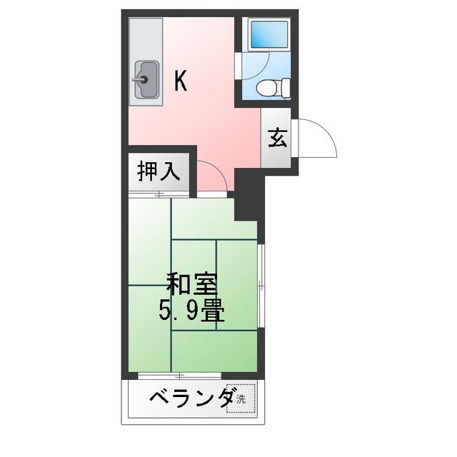 松尾ハウス(1K/3階)の間取り写真