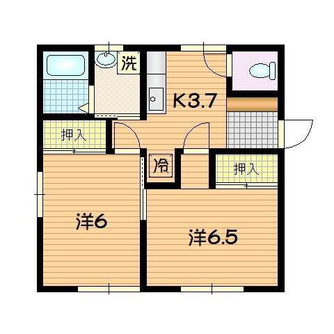 ヴァリーベアA(2K/1階)の間取り写真