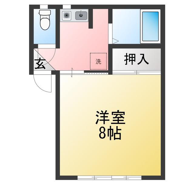 ハマシン狐ヶ崎マンション B(1K/2階)の間取り写真