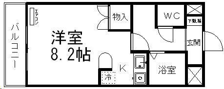 エクステリアJIN川内(ワンルーム/4階)の間取り写真