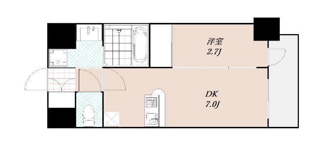 セレニテ新大阪ミラク壱番館(1DK/2階)の間取り写真