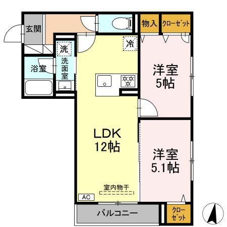 DBLESS川崎 イースト(2LDK/2階)の間取り写真