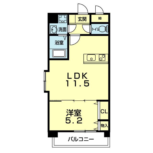 レヴール九品寺(1LDK/6階)の間取り写真