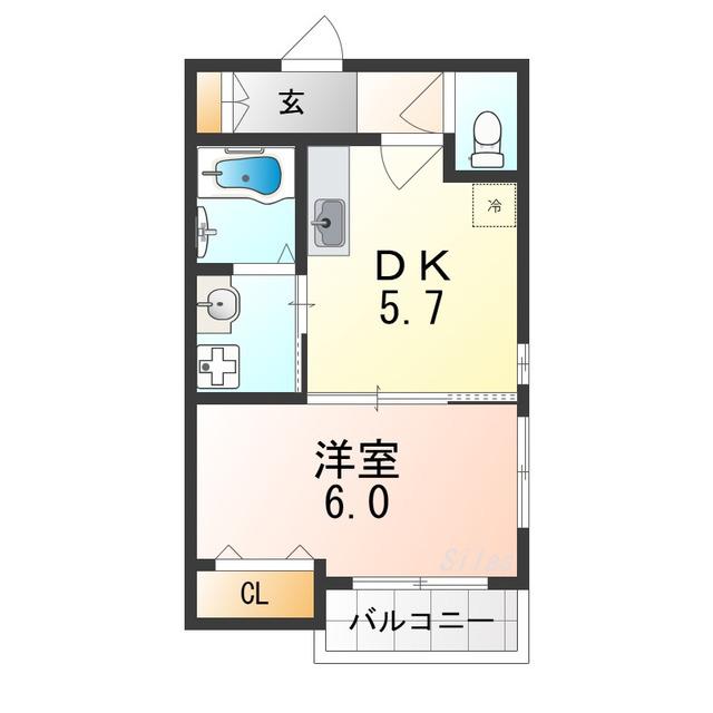 東住吉 の 長屋(1DK/1階)の間取り写真