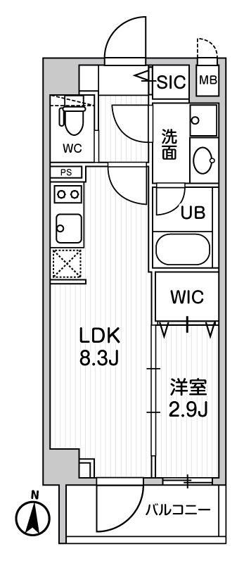 シーズンフラッツ押上テラス(1LDK/5階)の間取り写真