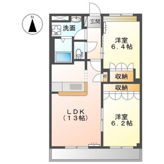 ヴェルドミール豊浜(2LDK/1階)の間取り写真