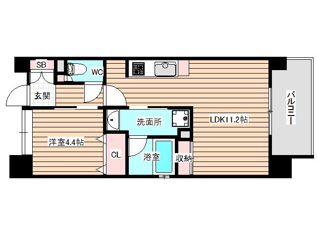 グリュックメゾンエビエ(1LDK/4階)の間取り写真
