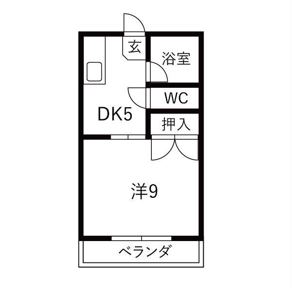 グリーンバード1(1DK/1階)の間取り写真