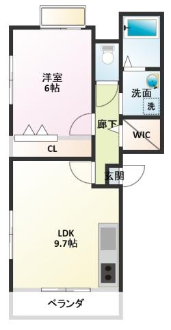 アルメール(1LDK/3階)の間取り写真