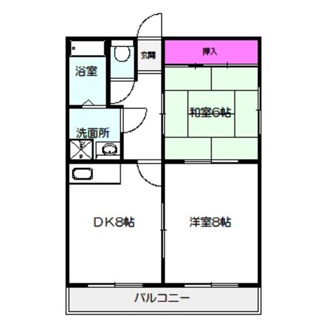 シティハイム東中浜(2DK/2階)の間取り写真