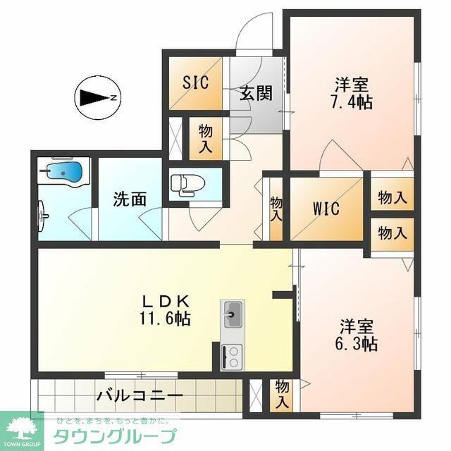 K&Yみやまち(2LDK/3階)の間取り写真