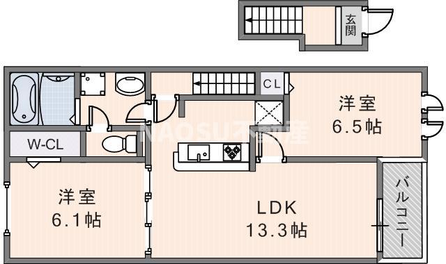アゼリアI(2LDK/2階)の間取り写真