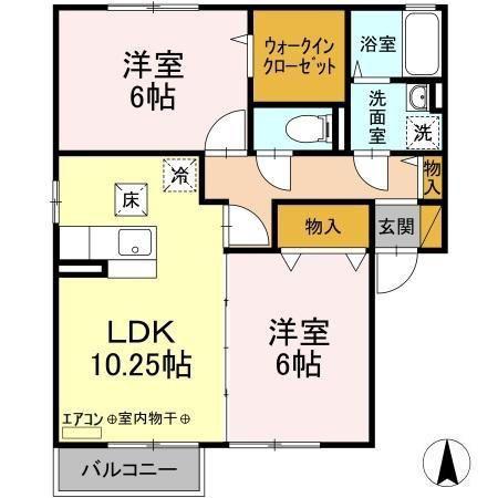 クレストパークA棟(2LDK/1階)の間取り写真