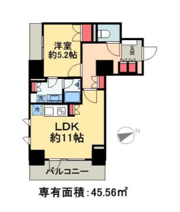 パークハビオ八丁堀(1LDK/6階)の間取り写真