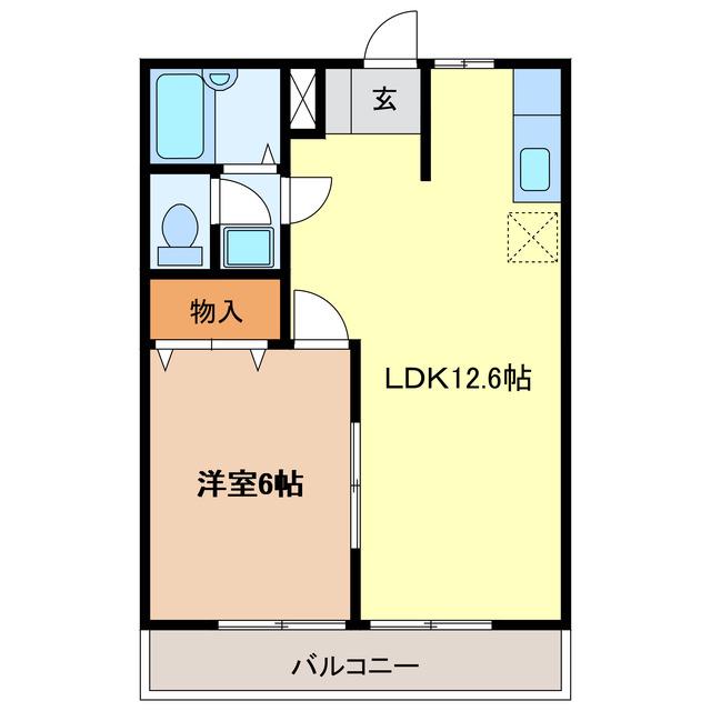 ハイツ粟野(1LDK/1階)の間取り写真