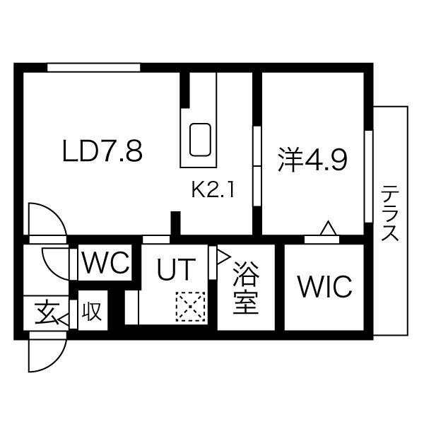 ブランシャール円山医大前(1LDK/1階)の間取り写真