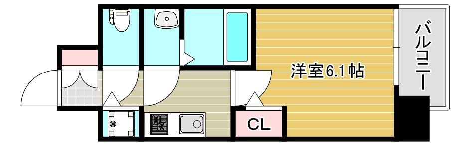 エスリードレジデンス大阪福島イースト(1K/5階)の間取り写真