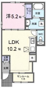 レゾナンス(1LDK/1階)の間取り写真