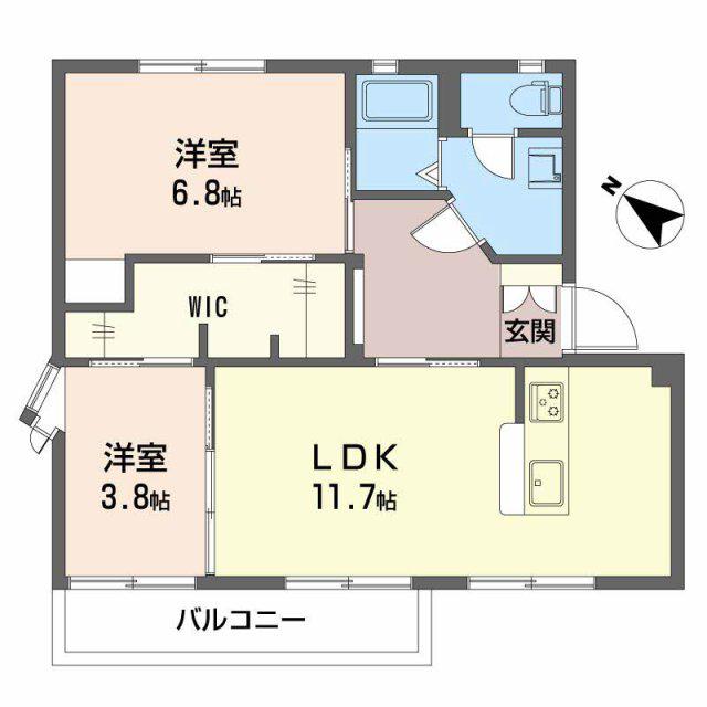 フレグランス牛川(2LDK/1階)の間取り写真