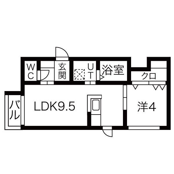 PEERSON栄通12(1LDK/3階)の間取り写真