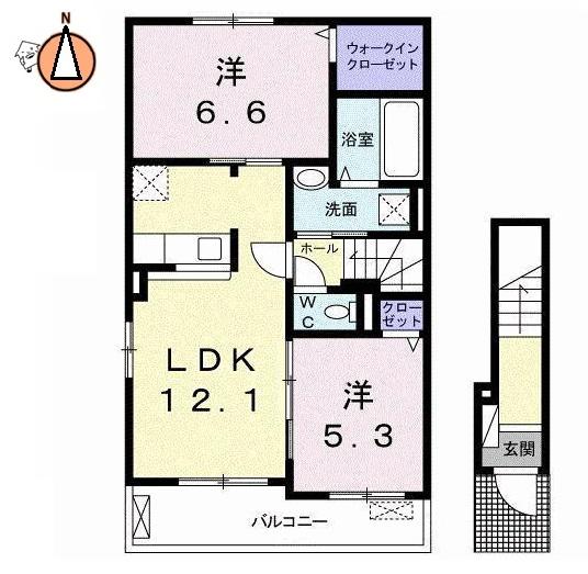 ALMO(2LDK/2階)の間取り写真