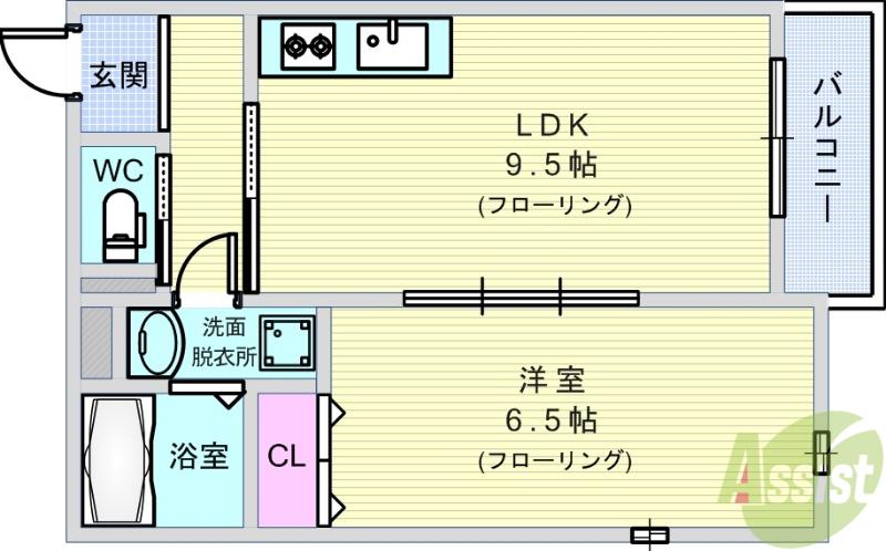 シャトーライフ蛍池(1LDK/1階)の間取り写真