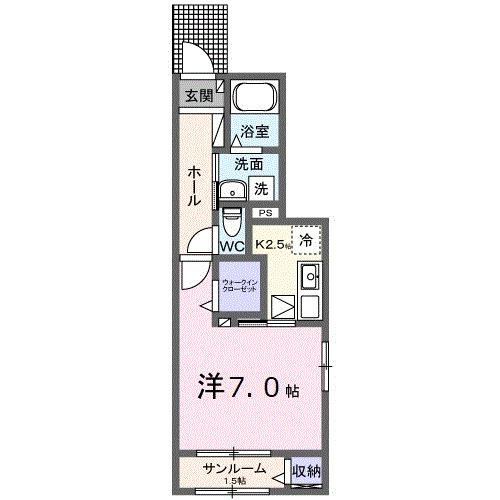 カーサ 健(1K/1階)の間取り写真