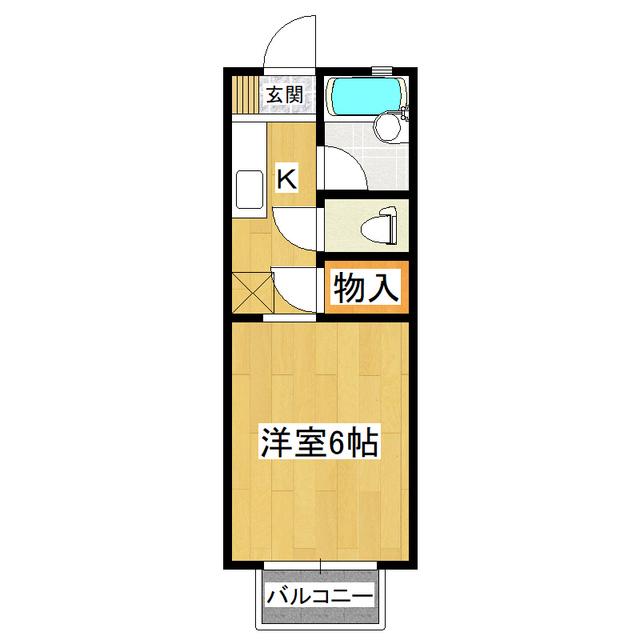 ララハイツC棟(1K/2階)の間取り写真