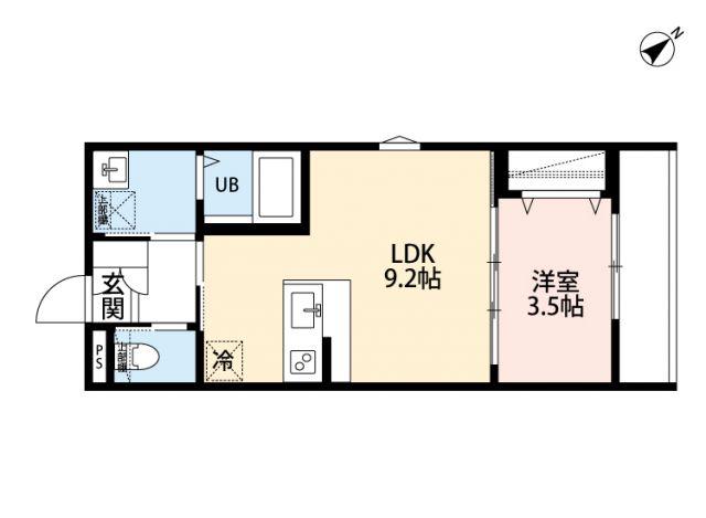 SERENITE VERTE(1LDK/1階)の間取り写真