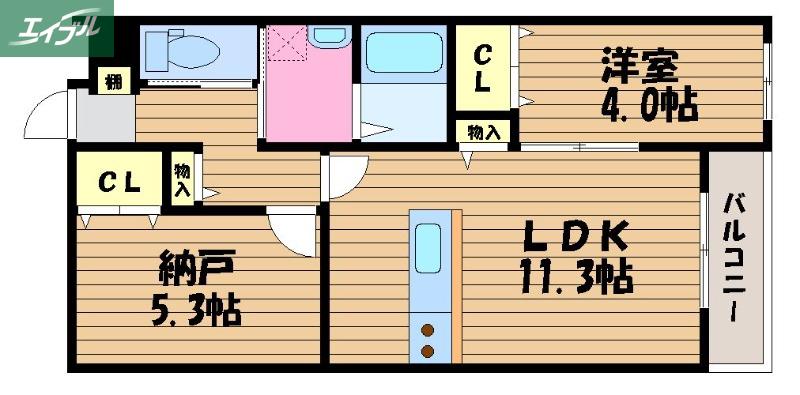 ルピナス福島(1SLDK/2階)の間取り写真