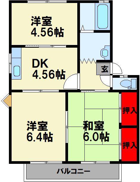 ステラハイム(3DK/1階)の間取り写真